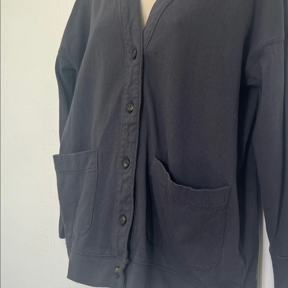 Madewell - Gun Metal Button Down 2 Pocket Lightweight Long Sleeve Cardigan SZ XS